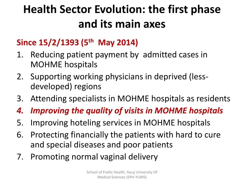 health sector evolution the first phase