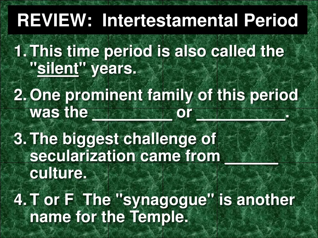 review intertestamental period 1