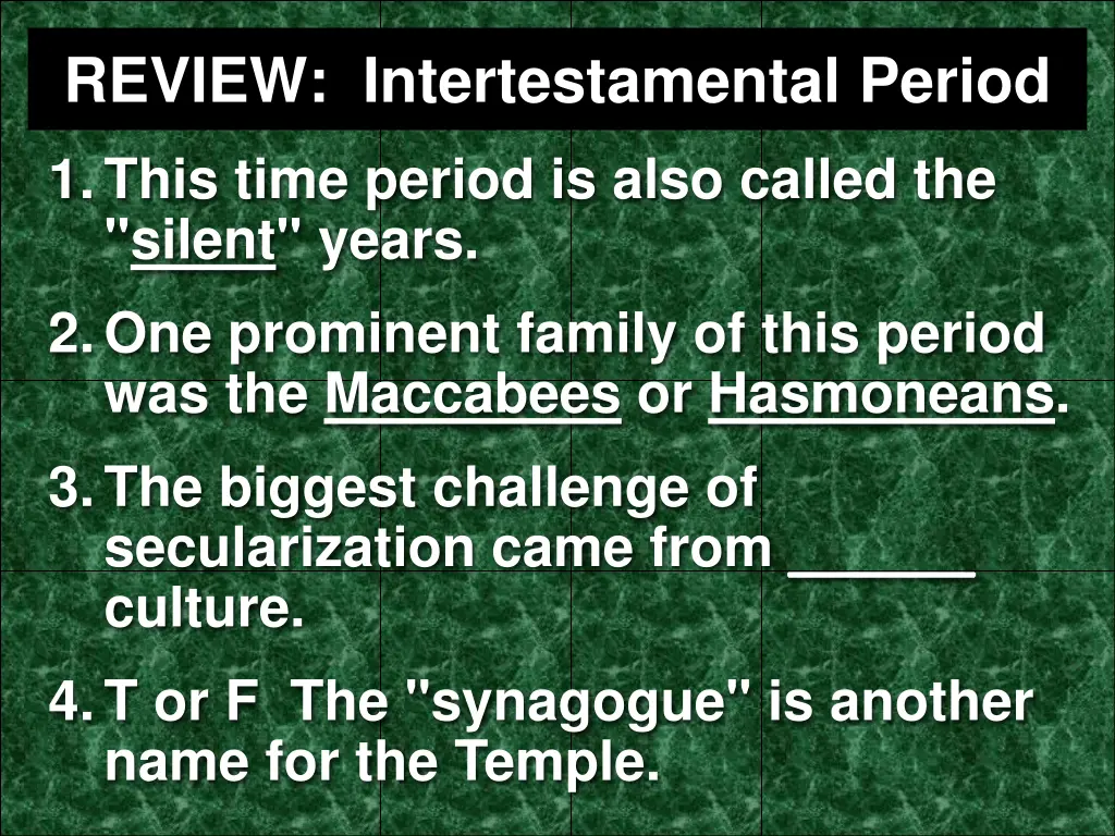 review intertestamental period 2