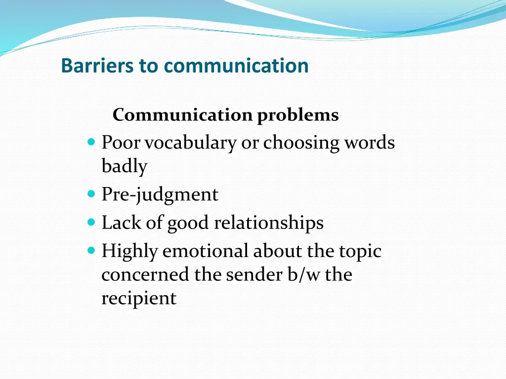 barriers to communication