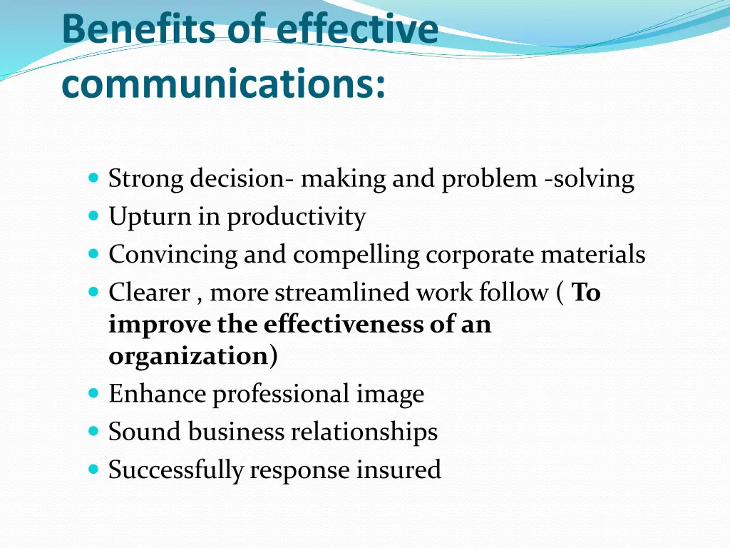 benefits of effective communications