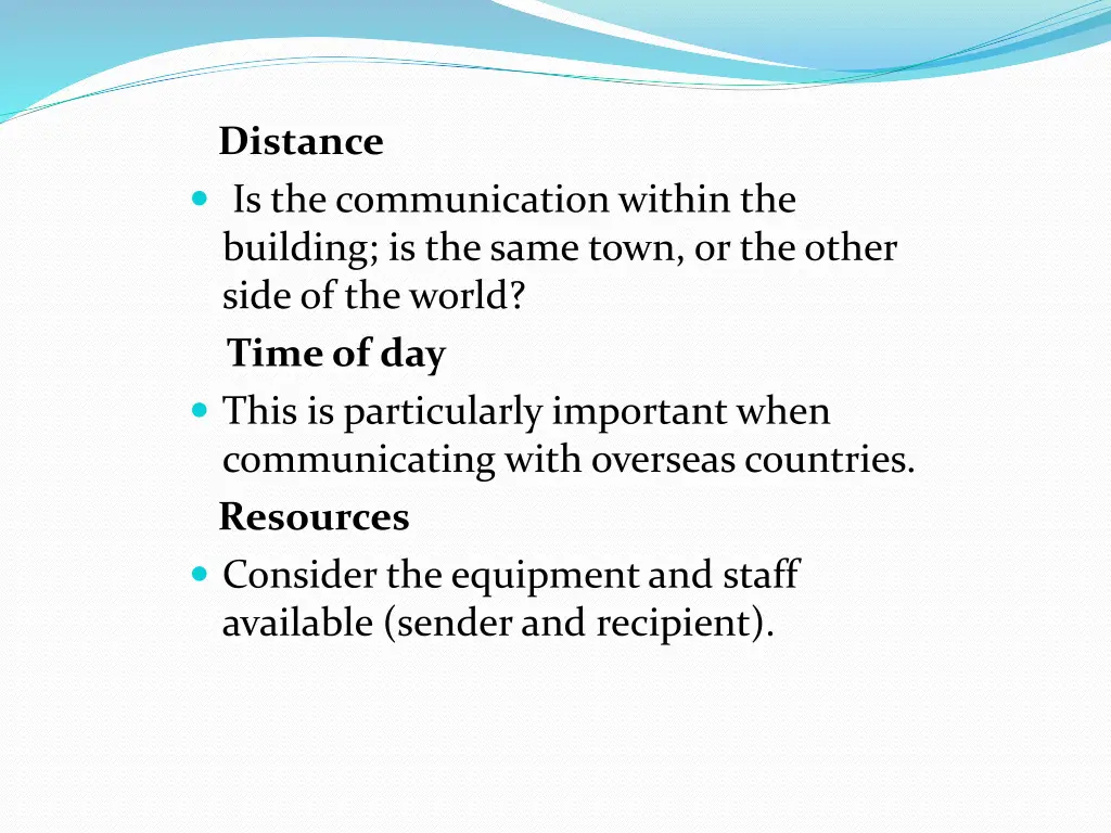 distance is the communication within the building