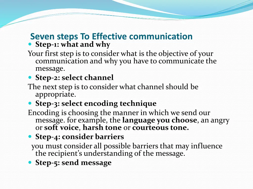 seven steps to effective communication step