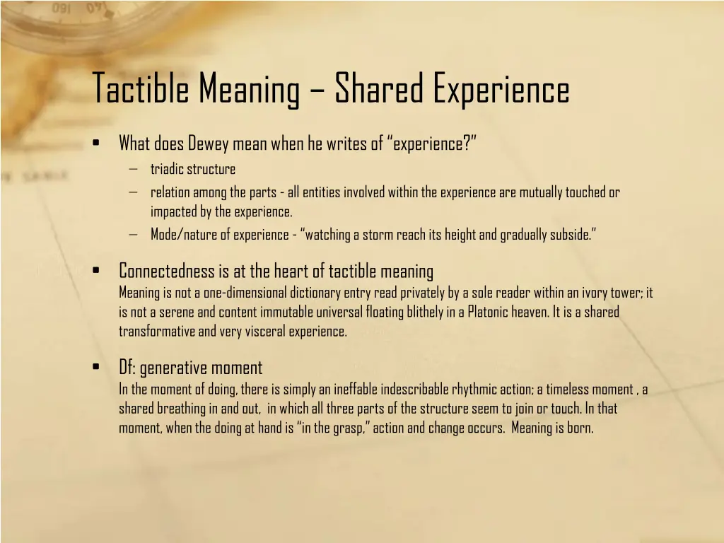 tactible meaning shared experience