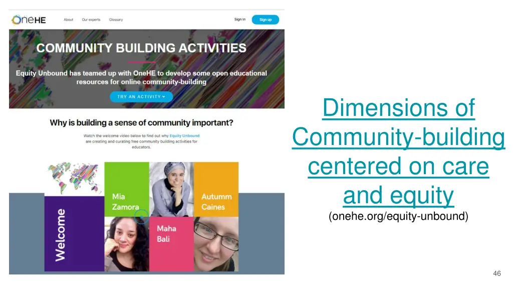 dimensions of community building centered on care