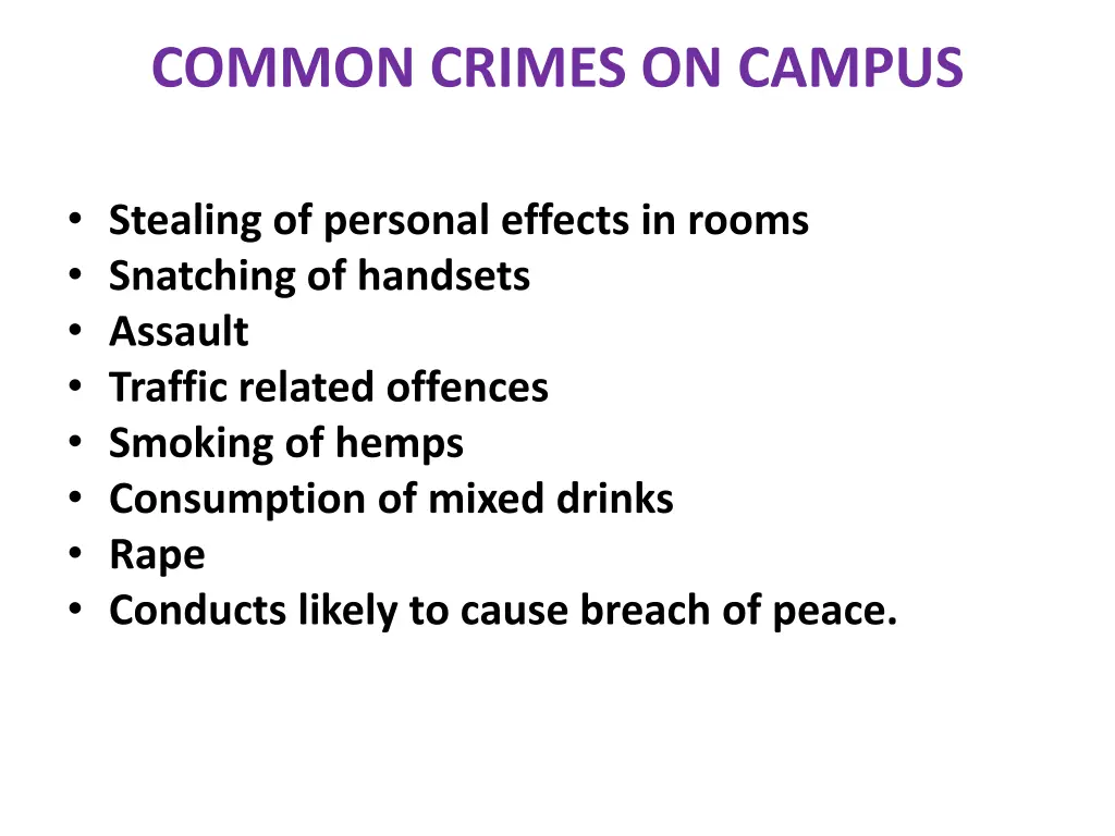 common crimes on campus