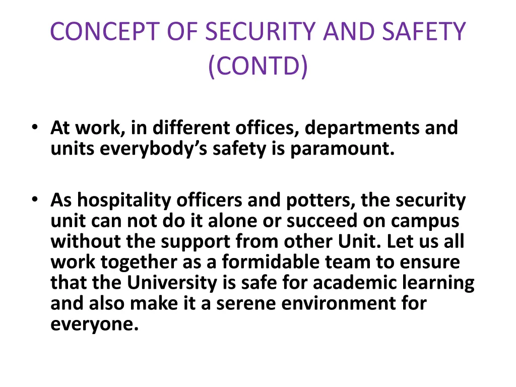 concept of security and safety contd