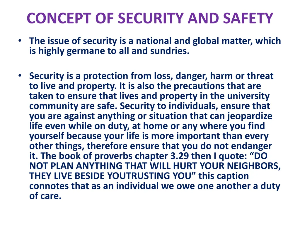 concept of security and safety