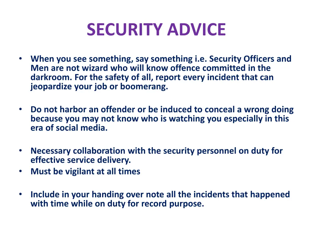 security advice