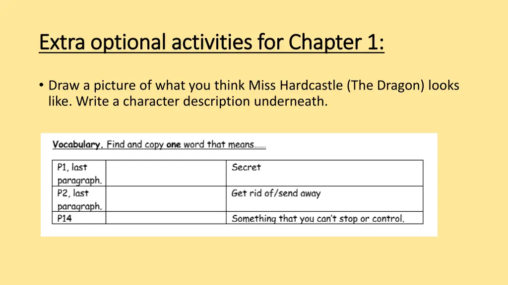 extra optional activities for chapter 1 extra