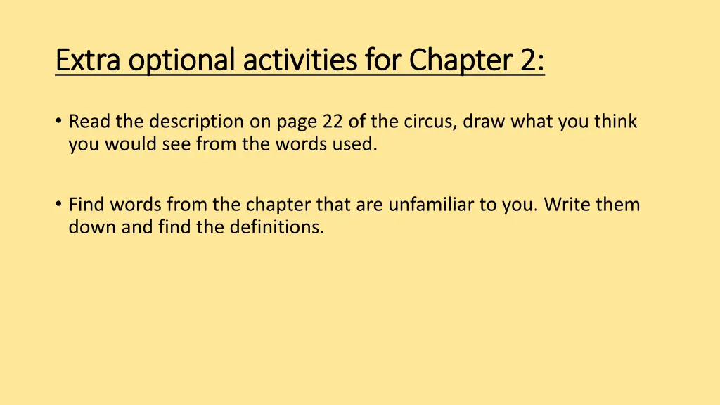 extra optional activities for chapter 2 extra