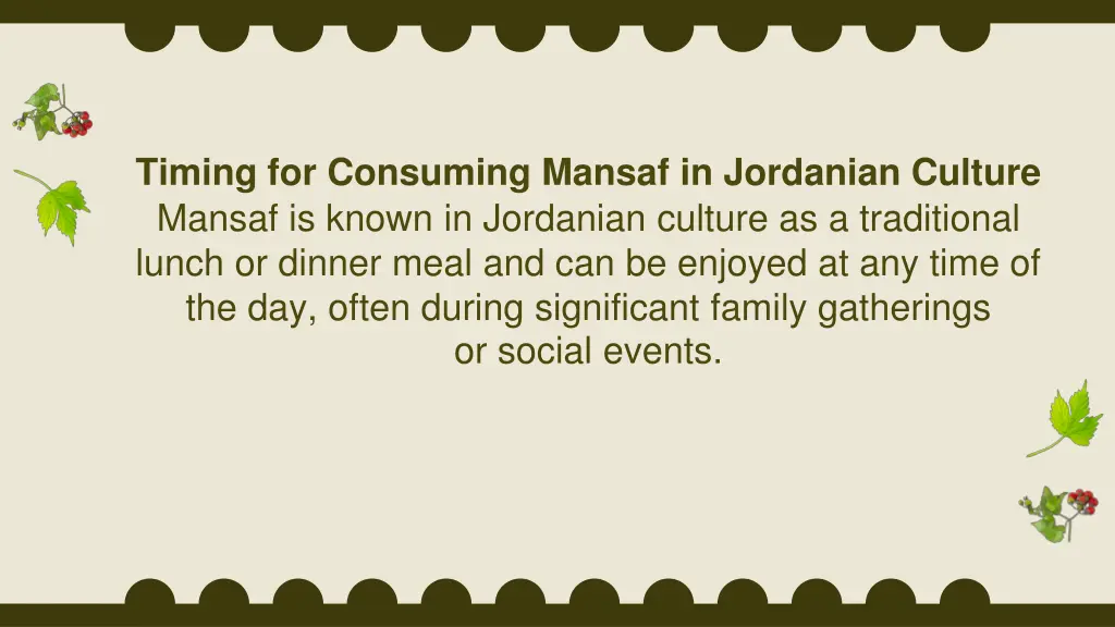 timing for consuming mansaf in jordanian culture