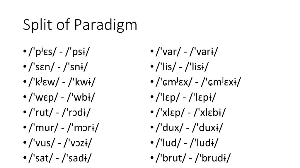 split of paradigm