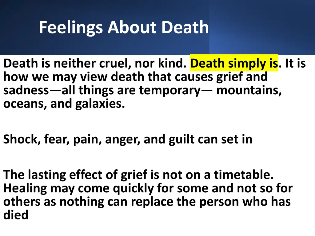 feelings about death