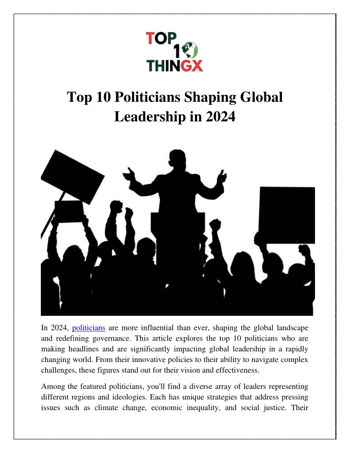 top 10 politicians shaping global leadership