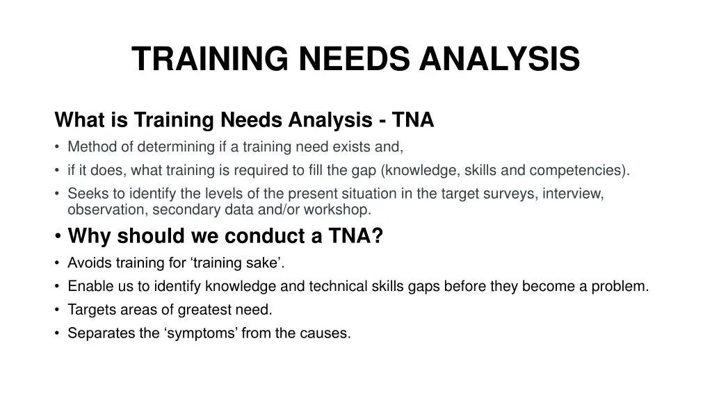 training needs analysis