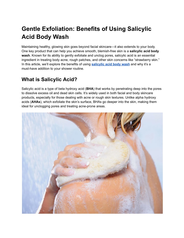 gentle exfoliation benefits of using salicylic