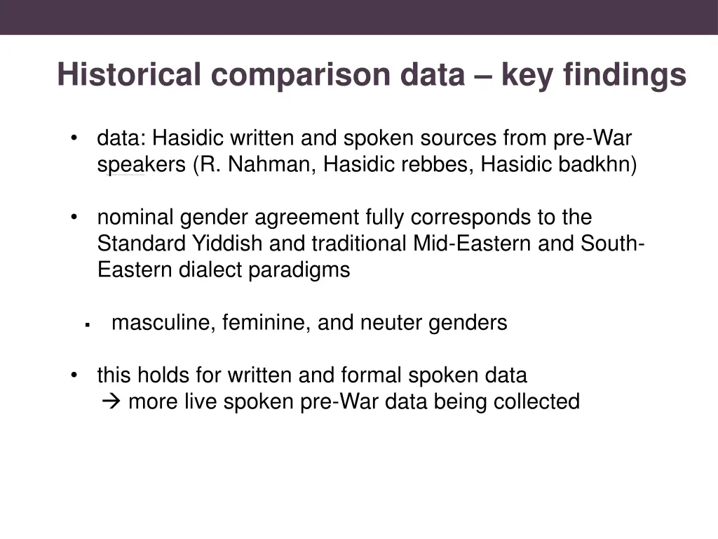 historical comparison data key findings