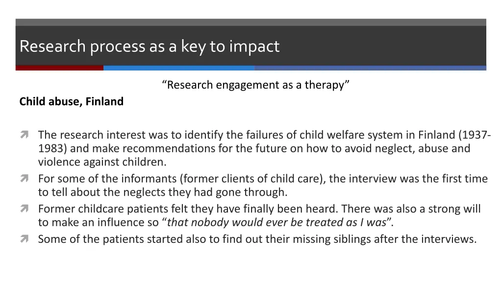 research processas a keyto impact