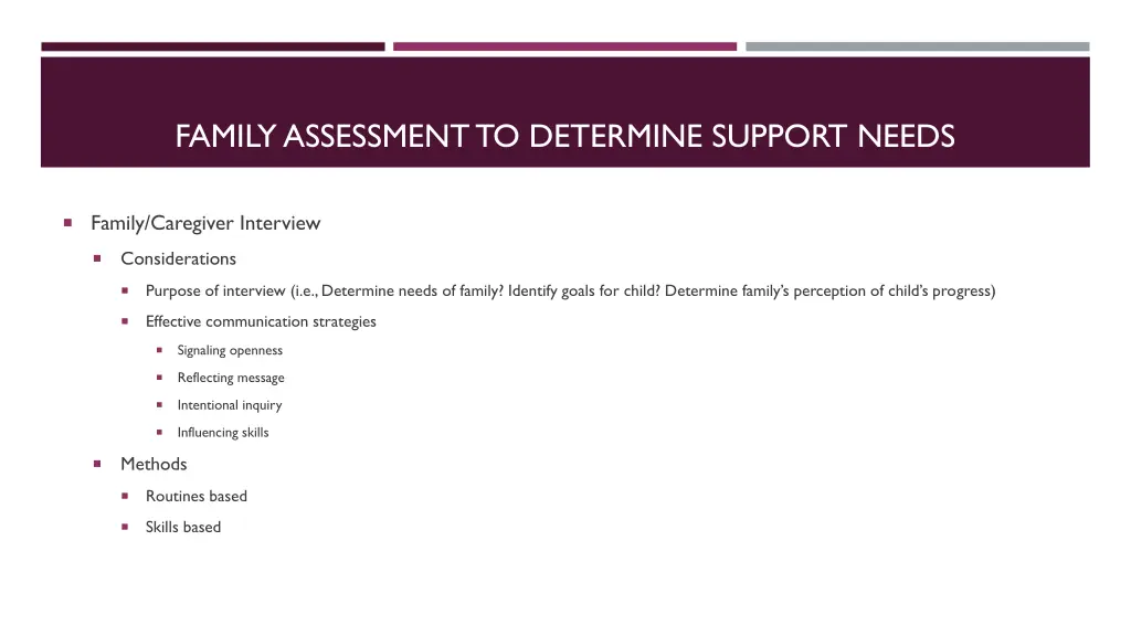 family assessment to determine support needs