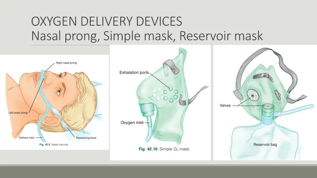 oxygen delivery devices nasal prong simple mask