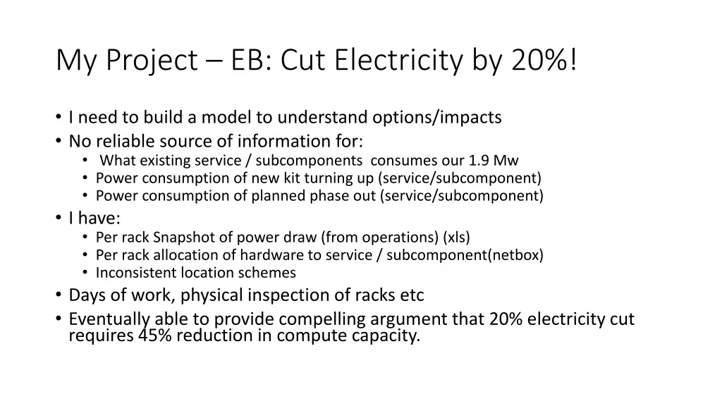 my project eb cut electricity by 20