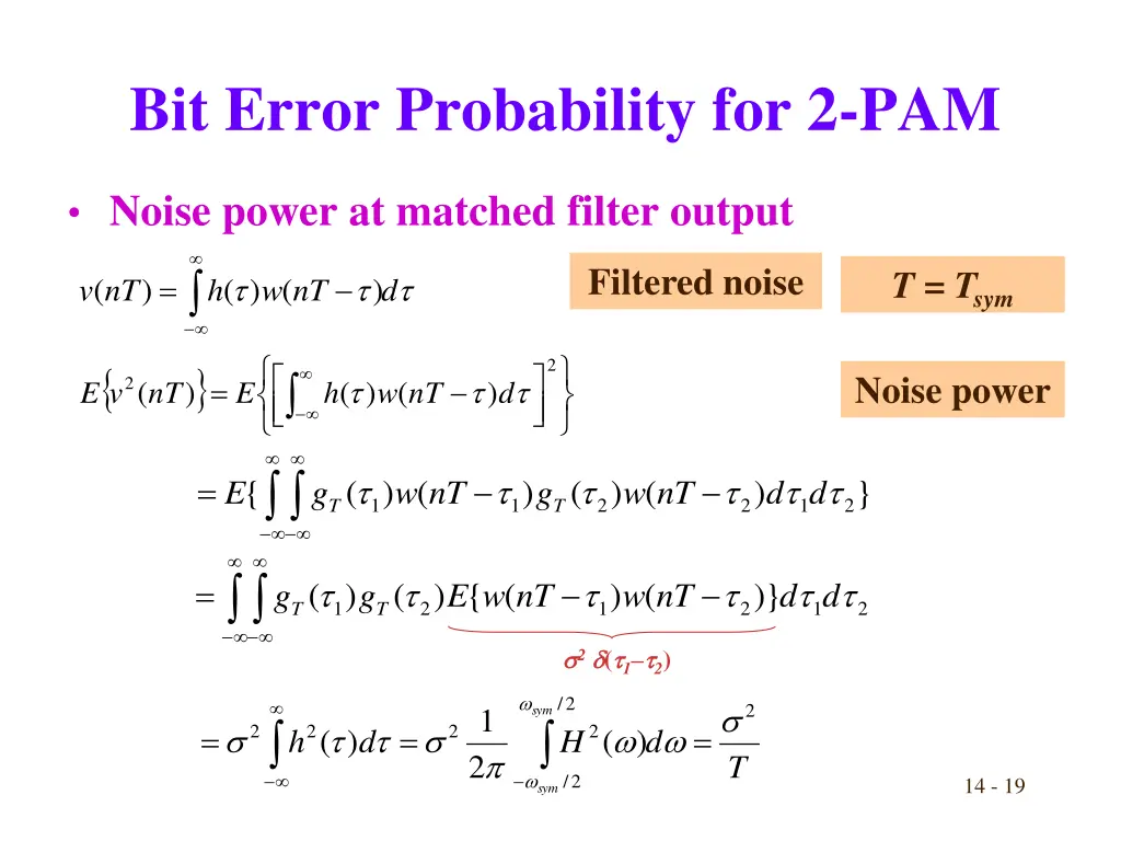 bit error probability for 2 pam 1