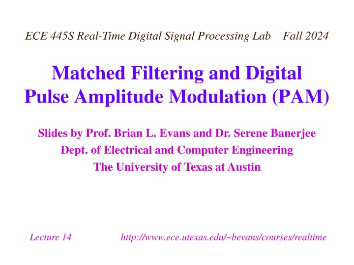 ece 445s real time digital signal processing