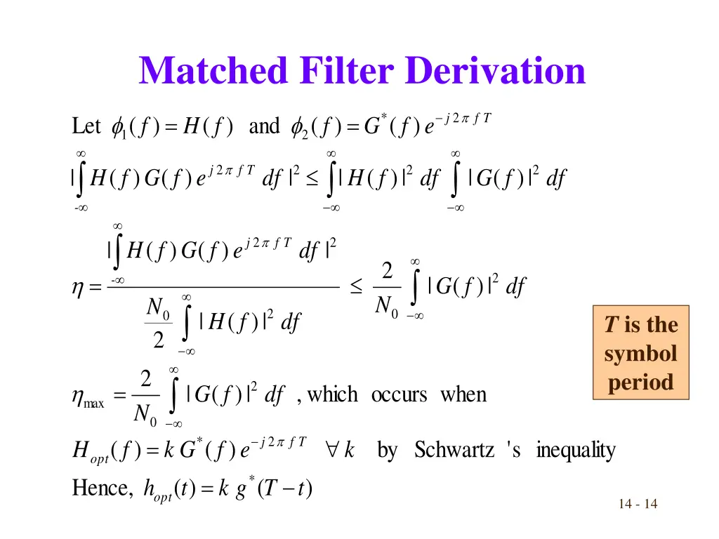 matched filter derivation 3