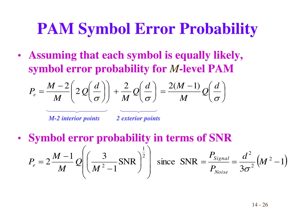 pam symbol error probability 2