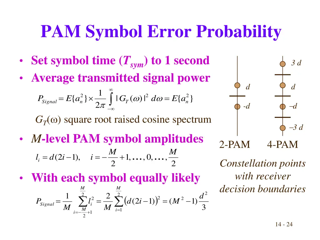 pam symbol error probability