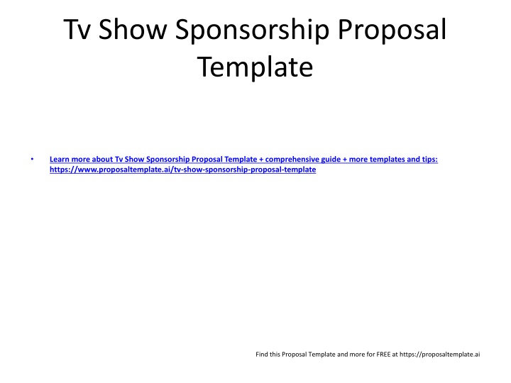 tv show sponsorship proposal template