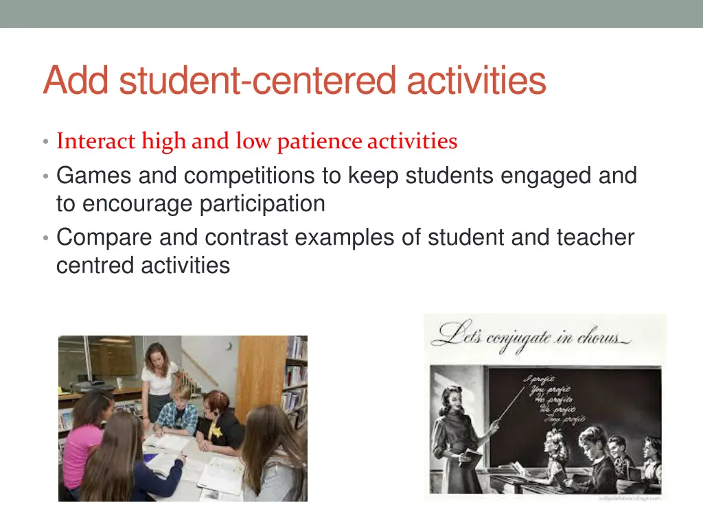 add student centered activities