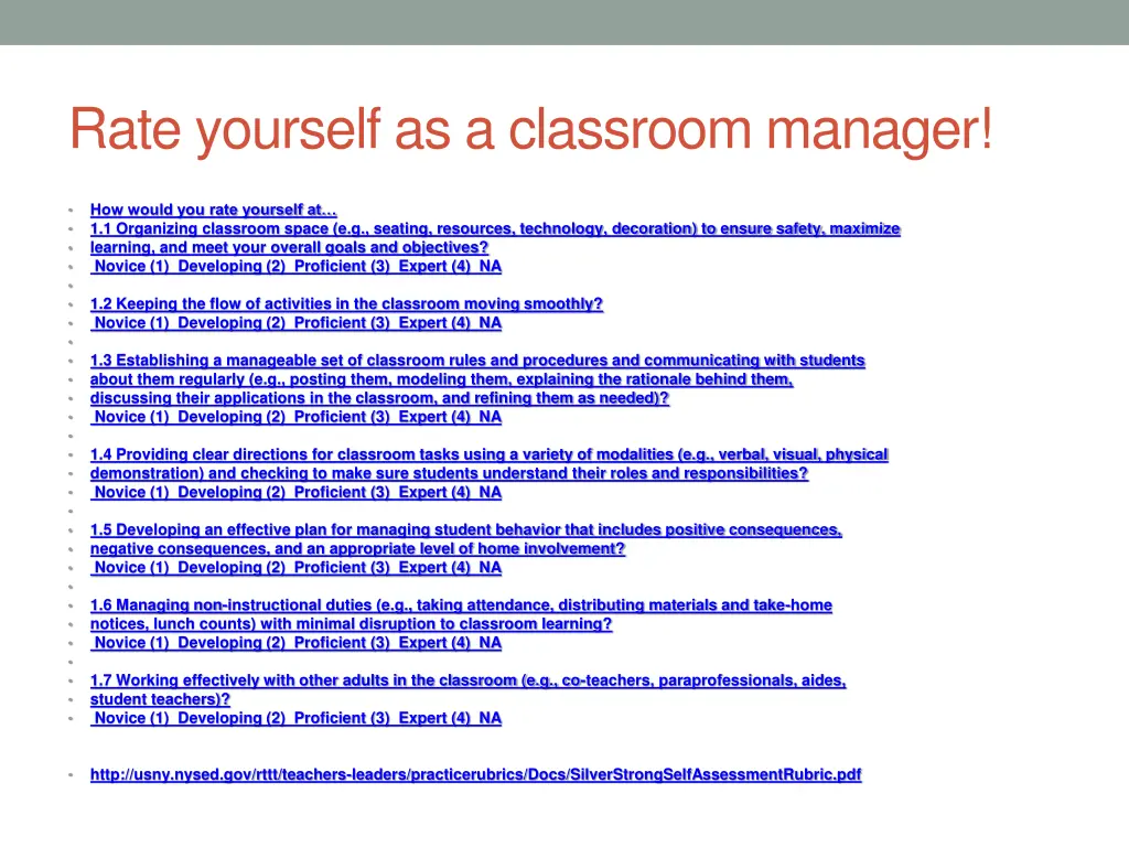 rate yourself as a classroom manager