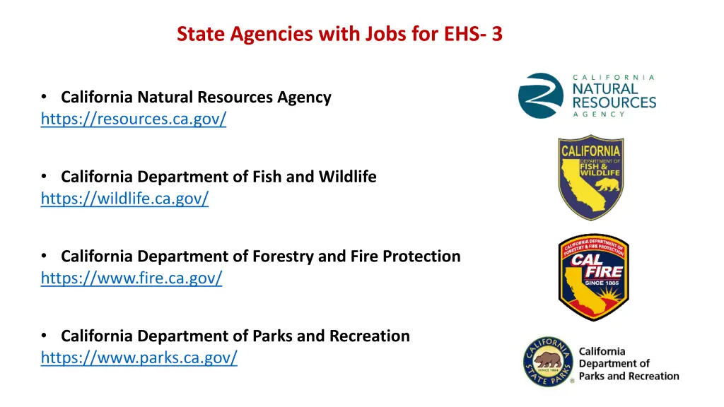 state agencies with jobs for ehs 3