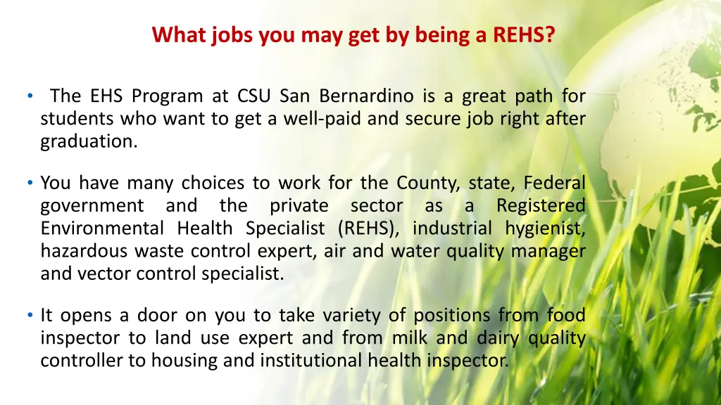 what jobs you may get by being a rehs