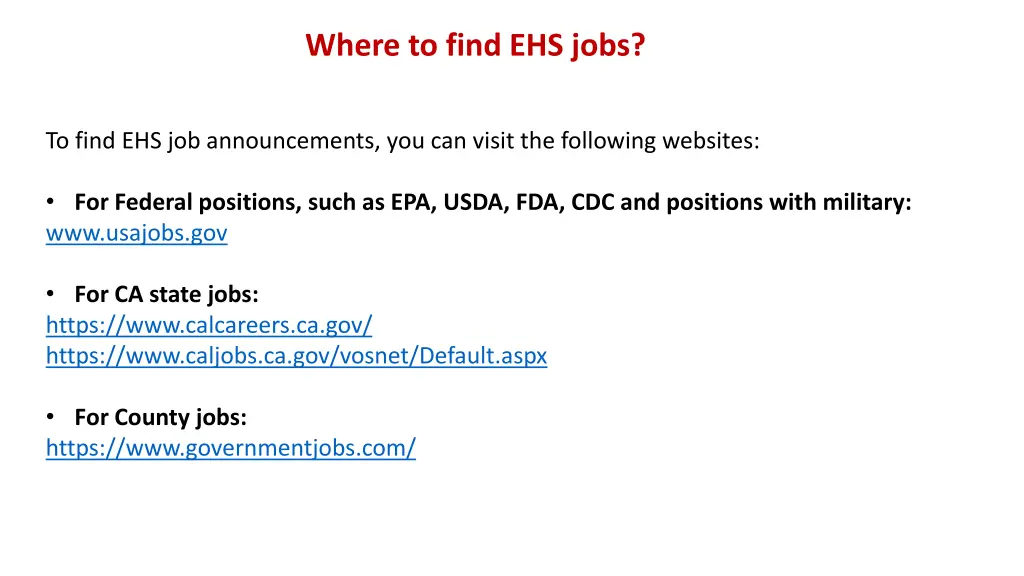 where to find ehs jobs