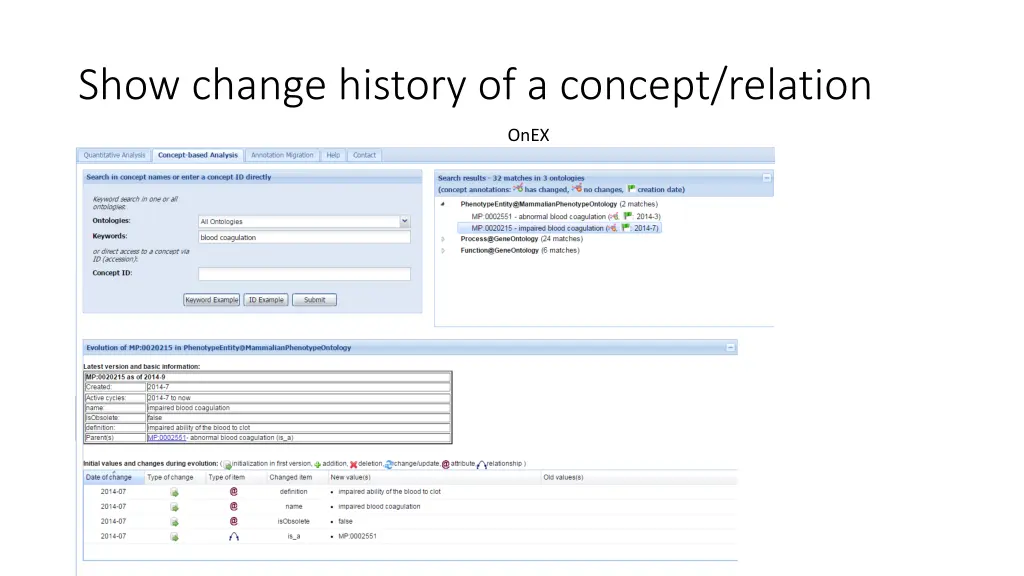 show change history of a concept relation