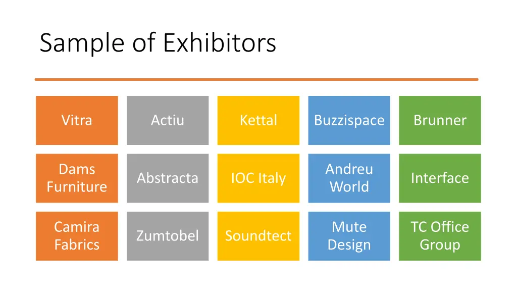 sample of exhibitors