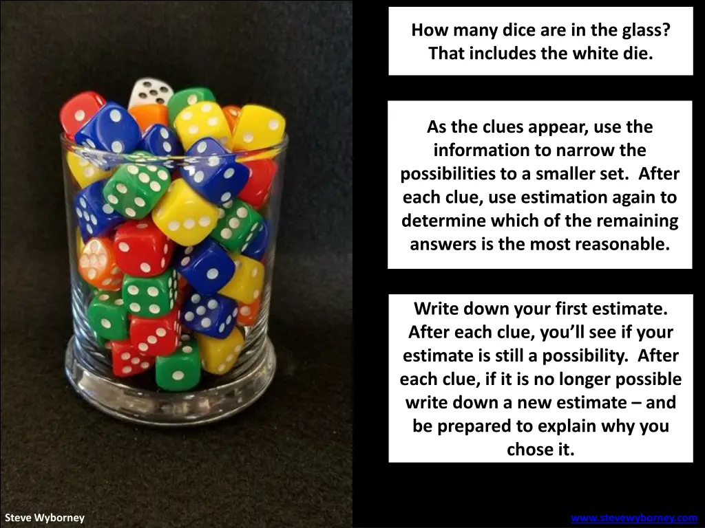 how many dice are in the glass that includes 1