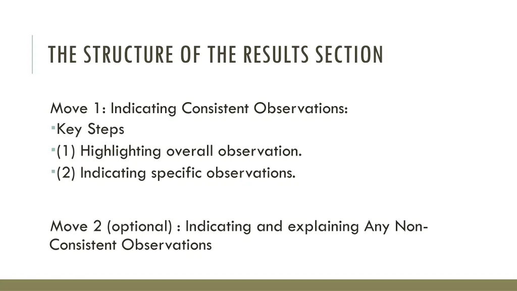 the structure of the results section