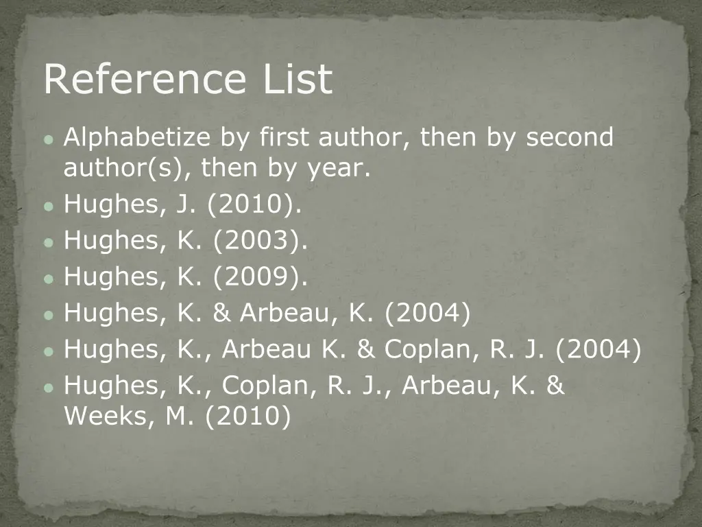 reference list