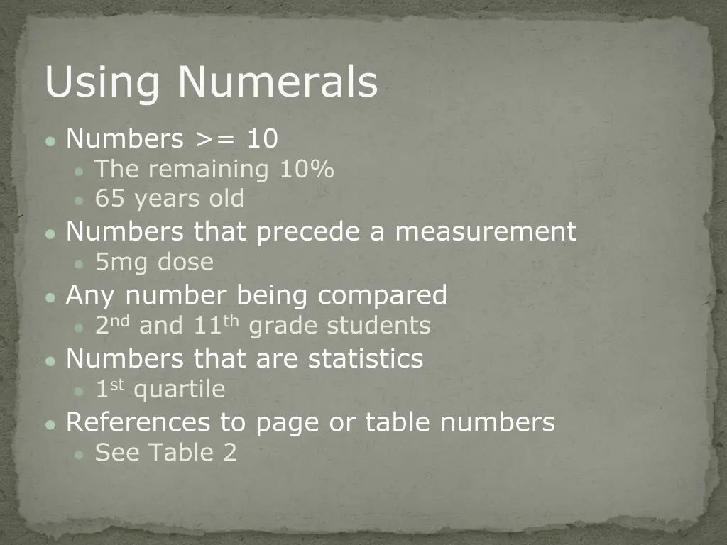 using numerals