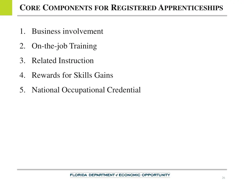 c ore c omponents for r egistered a pprenticeships