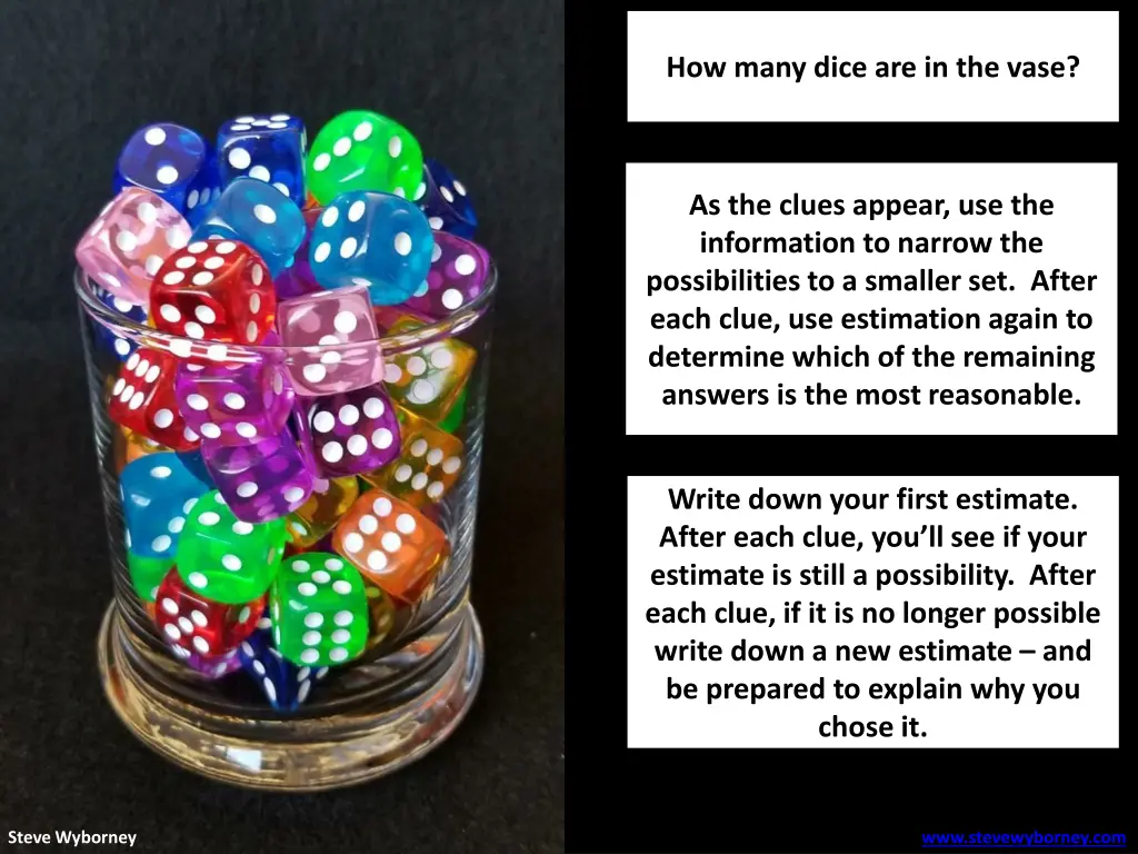 how many dice are in the vase 1