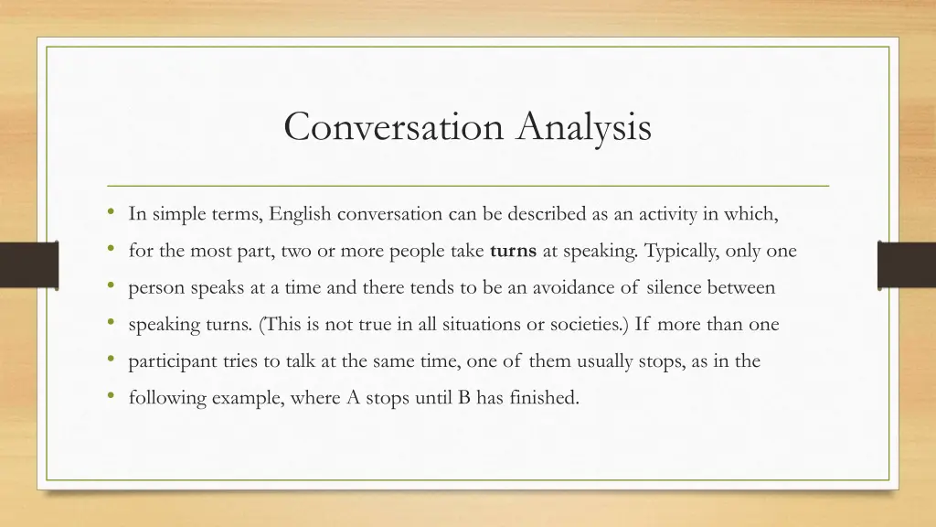 conversation analysis