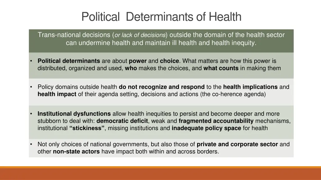 political determinants of health