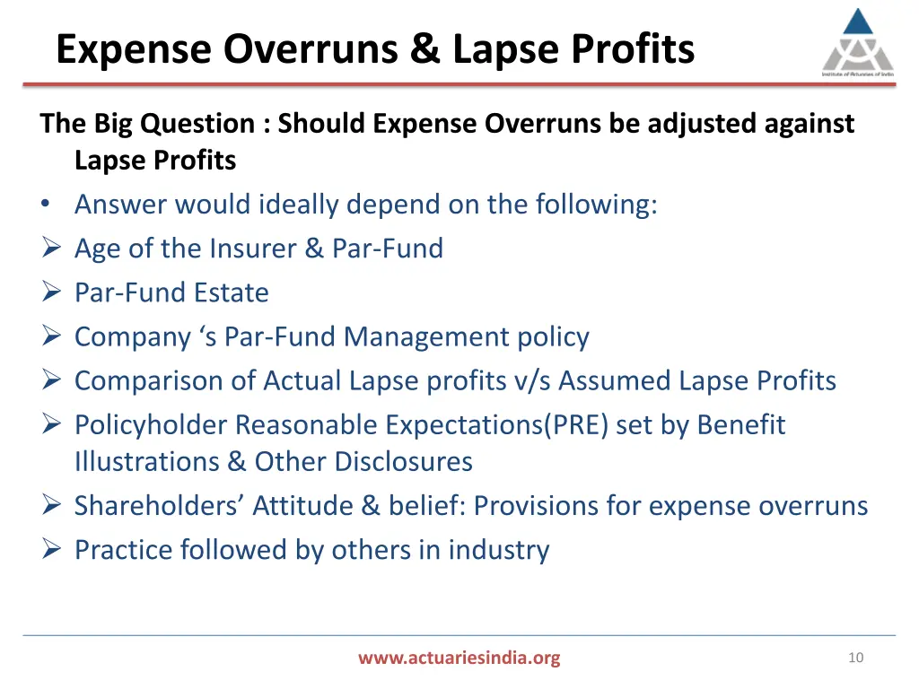 expense overruns lapse profits