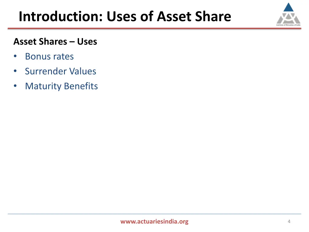 introduction uses of asset share