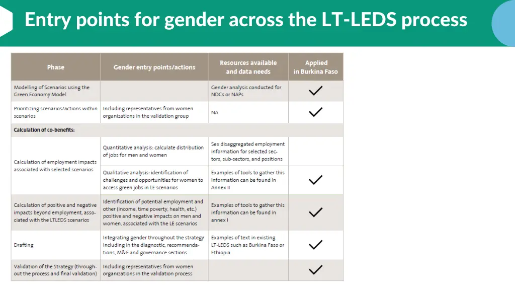 entry points for gender across the lt leds process